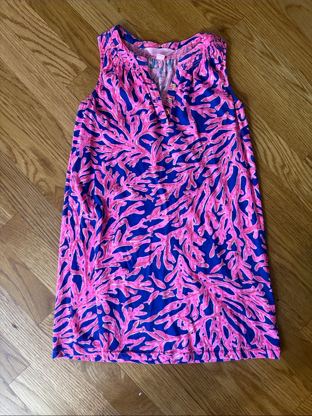 Lilly Pulitzer girls Pink Coral Print Navy Shift Dress